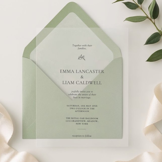 Elegant Laurel Leaf Minimalist Wedding Acrylic Invitations (Creator Uploaded)