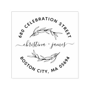 Elegant Laurel Leaf Return Address Self-inking Stamp