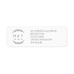 Elegant Laurel Leaf Wedding Return Address Labels