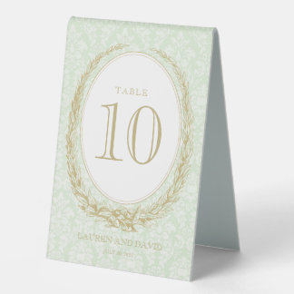 Elegant Laurel Wreath | Green Damask