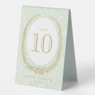 Elegant Laurel Wreath   Green Damask