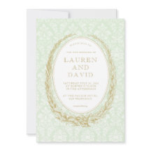 Elegant Laurel Wreath | Green Damask 
