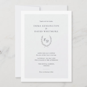 Elegant Laurel Wreath Minimalist Wedding Invitation