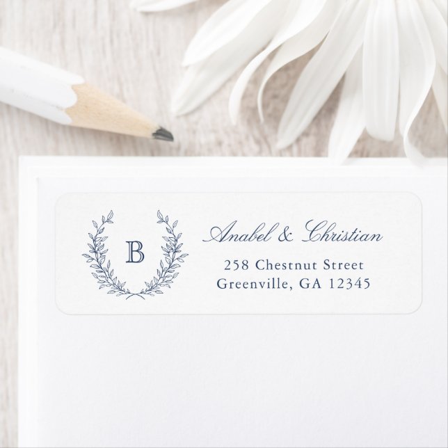 Elegant Laurel Wreath Monogram Return Address (Insitu)