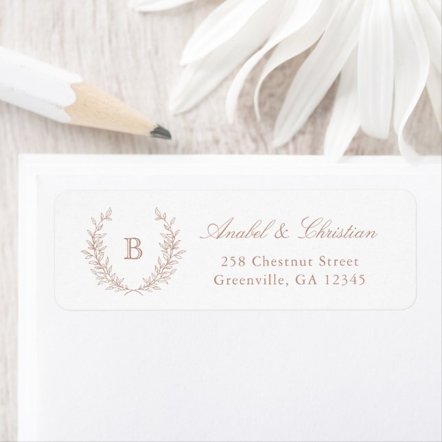 Elegant Laurel Wreath Monogram Return Address (Insitu)