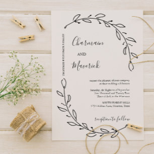 Elegant Laurel Wreath Wedding Invitation