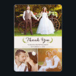 Elegant Laurels Wedding Thank You Photo Flat Card<br><div class="desc">Elegant Laurels Wedding Thank You Photo Flat Card. Please note: The images in this design are placeholders only. Please replace them with photos of your own before purchasing. This three photo wedding thank you card can be customised with your own photos and text. Cream/Ivory background on both front and back....</div>