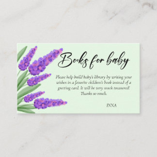 Elegant lavanda Script Books For Baby Shower Enclo Enclosure Card