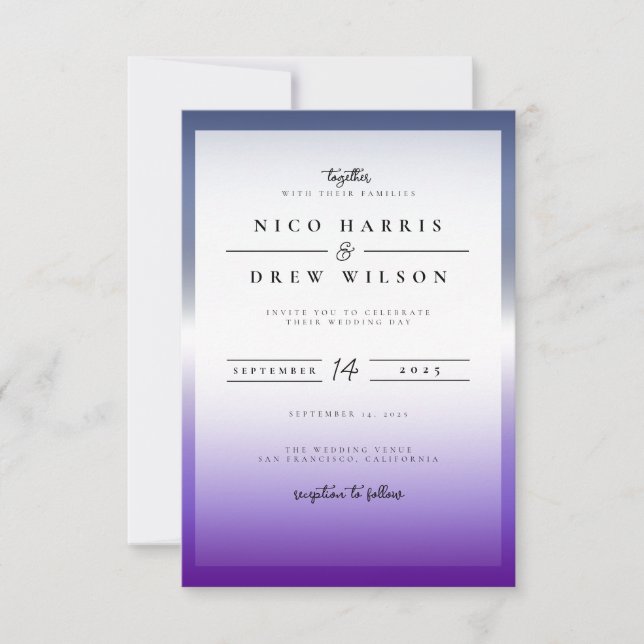 Elegant Lavendar Lesbian Pride Wedding  Invitation (Front)