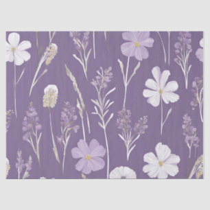 Elegant Lavendar White Boho Wildflower Floral Tissue Paper