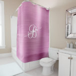 Elegant Lavender 3 Colour Monogram w/Name  Shower Curtain<br><div class="desc">This is a lovely lavender colour with a brushed metal effect and a unique custom Monogram with your first name.  It will create a soft and inviting atmosphere and  gentle enough to be able to do a variety of coordination effects.  It will create beautiful bathroom home decor!</div>
