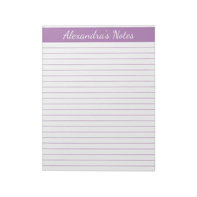 Elegant Lavender 8.5x11 Letter Size Personalised Notepad (Rotated)