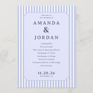 Elegant Lavender and Blue Wedding Ceremony Schedul Programme