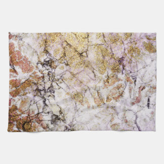 Elegant Lavender and Gold Glitter Marble Tea Towel