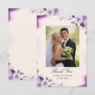 Elegant Lavender and Purple Floral Wedding Thank You Card