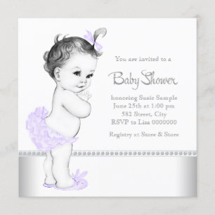 Elegant Lavender and Silver Baby Shower Invitation