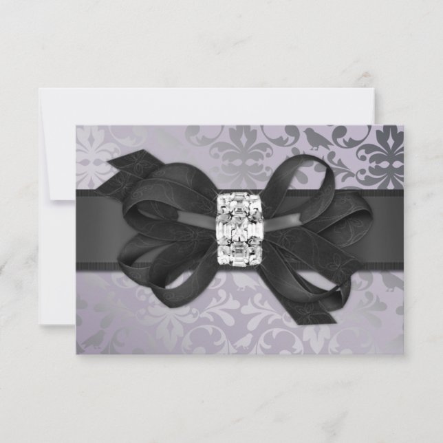 Elegant Lavender and Silver RSVP with Bow (Front)