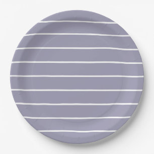 Elegant Lavender and White Striped Pattern Paper Plate