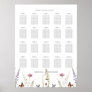 Elegant Lavender and  Wildflower Bloom Seating  Poster