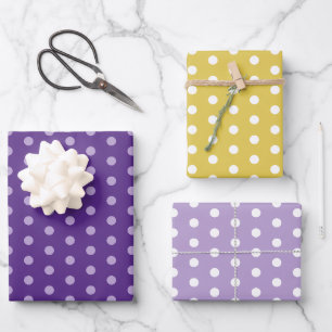 Elegant Lavender and Yellow Polka Dots Wrapping Paper Sheet