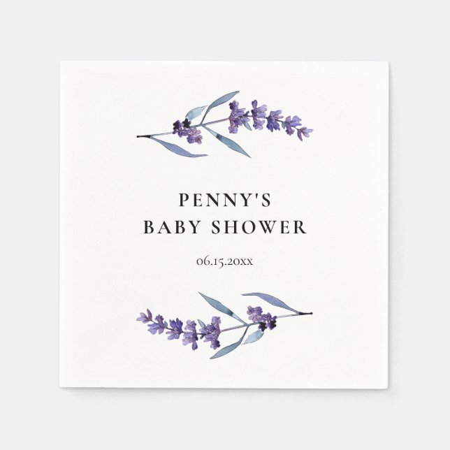 Elegant Lavender Baby Shower Napkin (Front)