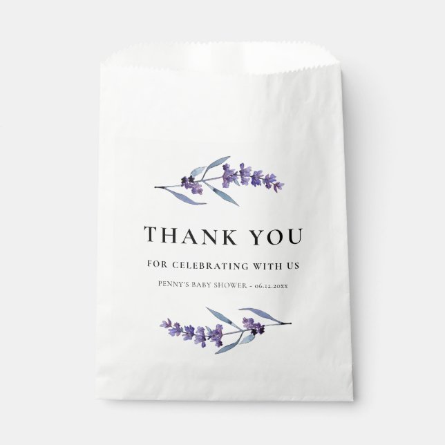 Elegant Lavender Baby Shower Thank You Favour Bags (Front)