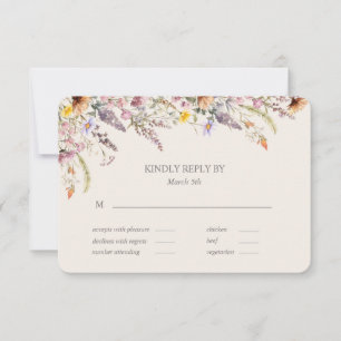 Elegant Lavender, Blush and Cream Wildflowers RSVP Card