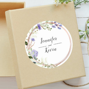 Elegant Lavender Botanical Greenary Wedding Classic Round Sticker