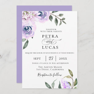 Elegant Lavender Botanical Wedding Invitation