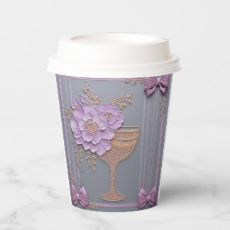 Elegant Lavender Bouquet Wedding Paper Cups