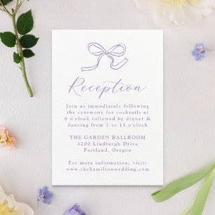 Elegant Lavender Bow Wedding Reception Enclosure Card