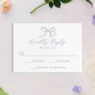 Elegant Lavender Bow Wedding RSVP Card