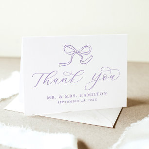 Elegant Lavender Bow Wedding Thank You Card
