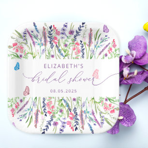 Elegant Lavender Bridal Shower Paper Plates