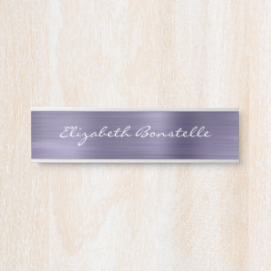 Elegant Lavender Brushed Metal Handwriting Door Sign