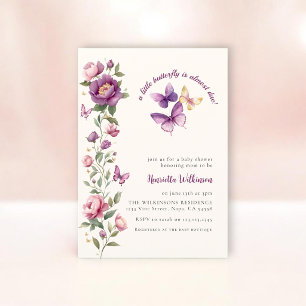 Elegant Lavender Butterfly Baby Shower Invite