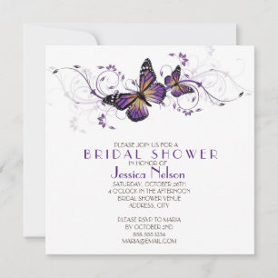 Elegant Lavender Butterfly Swirls Bridal Shower Invitation