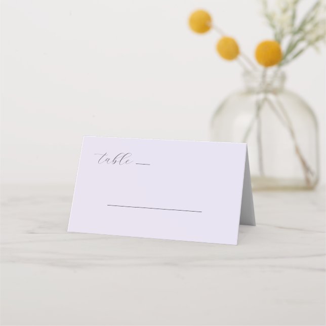 Elegant Lavender Calligraphy Place Card (Front)