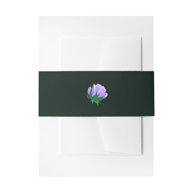 Elegant Lavender Camellia on Green Invitation Belly Band (Front Example)