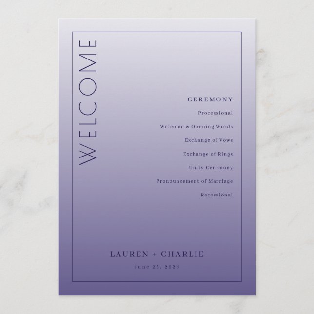 Elegant Lavender Ceremony Program Programme (Front)