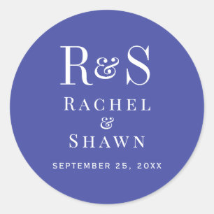 Elegant Lavender Chic Modern Monogram Wedding Classic Round Sticker