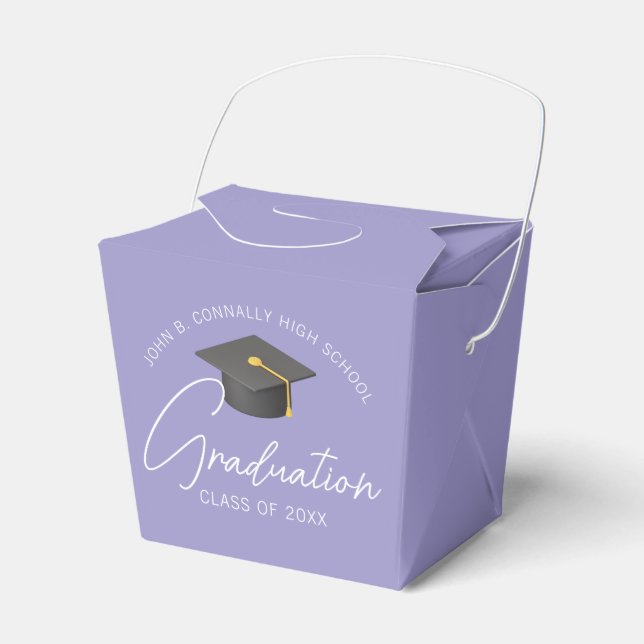 Elegant Lavender Custom Graduation Party Fortune Favour Box (Front Side)