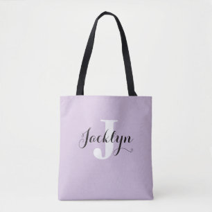 Elegant Lavender Custom Name Tote Bag