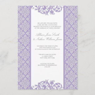 Elegant Lavender Damask Wedding Invitation