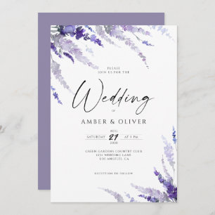 Elegant Lavender Dusty Purple Lilac Mauve Wedding Invitation