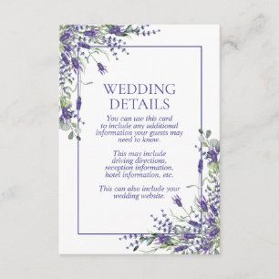 Elegant Lavender Eucalyptus Botanical Details Enclosure Card