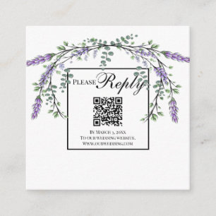 Elegant Lavender eucalyptus floral QR code Enclosure Card