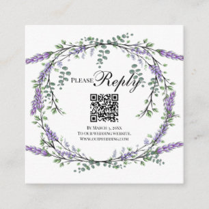 Elegant Lavender eucalyptus floral QR code Enclosure Card