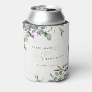 Elegant Lavender Eucalyptus Leafy Foliage Wedding Can Cooler
