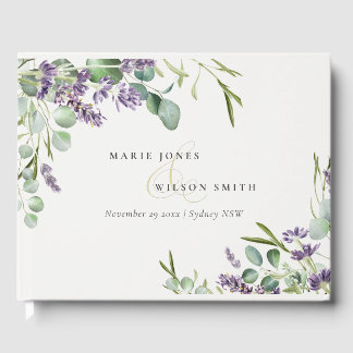 Elegant Lavender Eucalyptus Leafy Foliage Wedding Guest Book